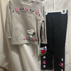 NWT Sz 3t/4t snoopy gray Pantset
